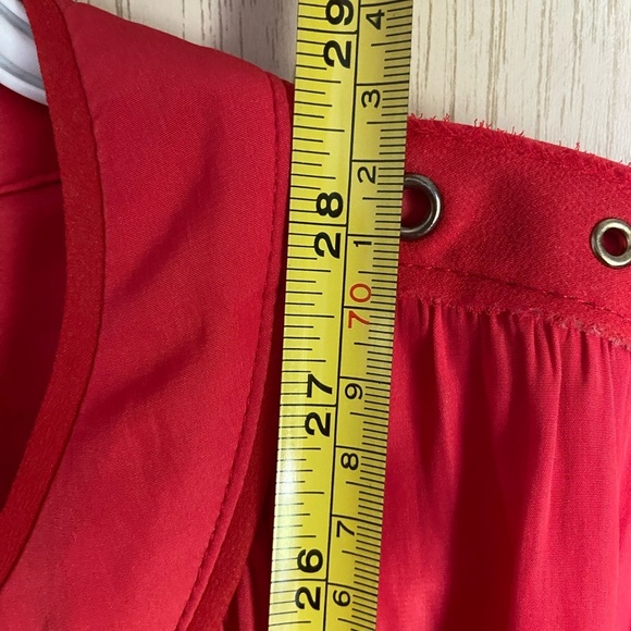 CHICOS Cherry Red Batwing Swing Blouse Grommet Accents Sz 3 XL - Picture 8 of 12
